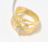 Diamonique Italia Gold Clad Sterling Silver Multi-Layer Band Ring Size 8